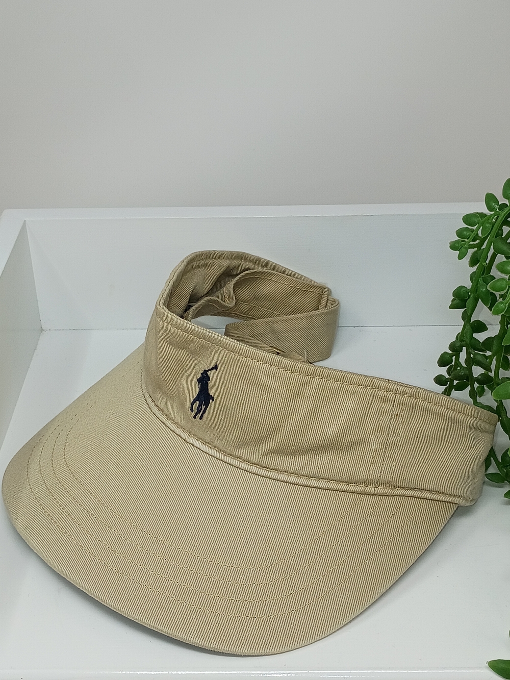 Polo Ralph Lauren  Beige Cotton Visor with Navy Pony